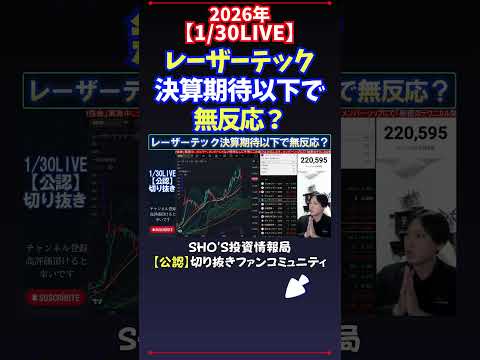 【1/30LIVE】レーザーテック決算期待以下で無反応？ 日経平均株価 投資 サムネイル