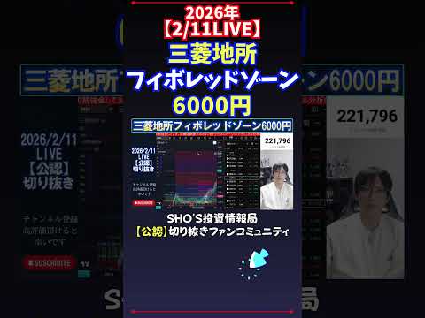 【2/11LIVE】三菱地所フィボレッドゾーン6000円 日経平均株価 投資 サムネイル