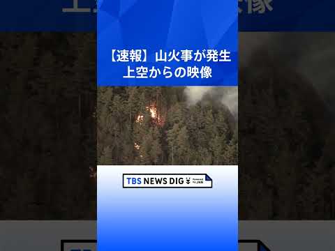 【速報･山火事発生】山梨県･上野原市の扇山で山林火災が発生　現場上空からの映像｜TBS NEWS DIG shorts サムネイル