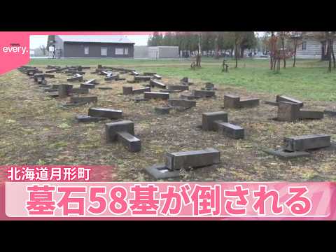 【墓石が横倒し】何が…町営墓地の一角で58基が倒される  器物損壊事件として捜査 サムネイル