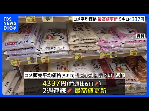 コメ価格 今年最後も“最高値更新”　年初は5キロ平均「3000円台半ば」→年末は「4337円」　備蓄米・農政転換・大臣… サムネイル
