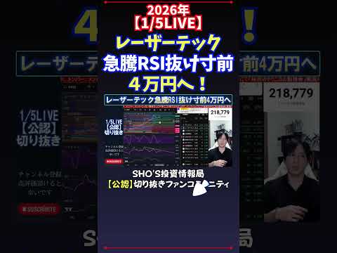 【1/5LIVE】レーザーテック急騰RSI抜け寸前４万円へ！ 日経平均株価 投資 サムネイル