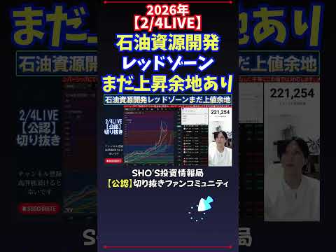 【2/4LIVE】石油資源開発レッドゾーンまだ上昇余地あり 日経平均株価 投資 サムネイル