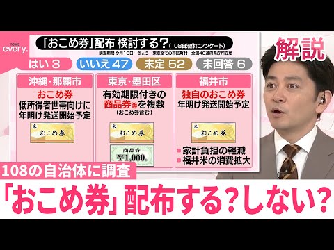 【みんなのギモン】108の自治体に調査「おこめ券」配布する？しない？  現金給付やギフトカード配布も サムネイル