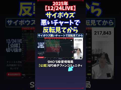 【12/24LIVE】サイボウズ悪いチャートで反転見てから 日経平均株価 投資 サムネイル