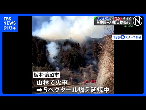 茨城・常陸太田市の住宅・工場火災は山林に延焼中　栃木・鹿沼市の山林でも火事　関東各地で山火事相次ぐ｜TBS NEWS… サムネイル