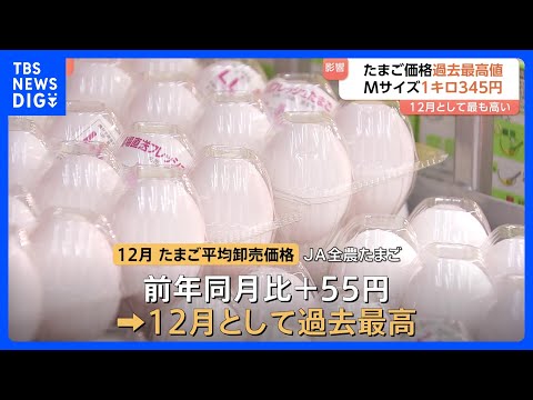 【Mサイズ1キロ345円】たまご価格12月として過去最高値を更新　鳥インフルの影響も｜TBS NEWS DIG サムネイル
