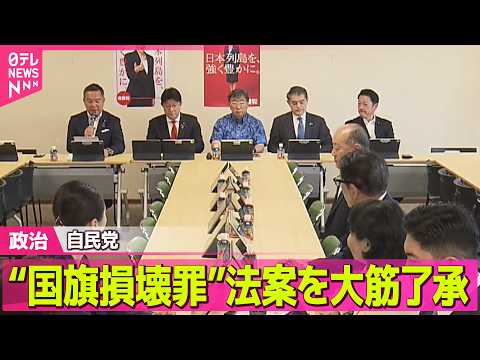 【政治】自民党“国旗損壊罪”法案を大筋了承　アニメやゲームなど創作物は含まれず ──政治ニュースまとめ （日テレNEW… サムネイル