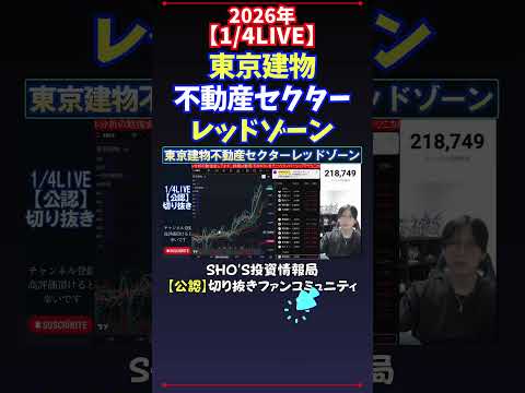 【1/4LIVE】東京建物不動産セクターレッドゾーン 日経平均株価 投資 サムネイル