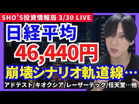 【日経平均1500円暴落…次は46,440円へ？日本株崩壊シナリオ】ソフバン/アドバンテスト/任天堂/ファナック/IH… サムネイル