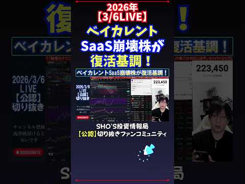 【3/6LIVE】ベイカレントSaaS崩壊株が復活基調！ 日経平均株価 投資 サムネイル