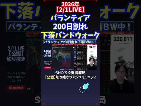 【2/1LIVE】パランティア200日割れ下落バンドウォーク 日経平均株価 投資 サムネイル