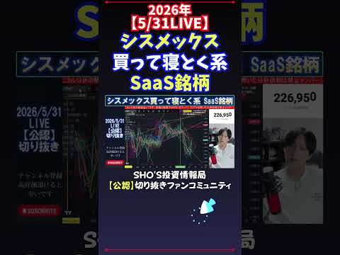 【5/31LIVE】シスメックス買って寝とく系SaaS銘柄 日経平均株価 投資 サムネイル
