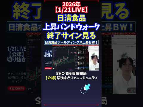 【1/21LIVE】日清食品上昇バンドウォーク終了サイン見る 日経平均株価 投資 サムネイル