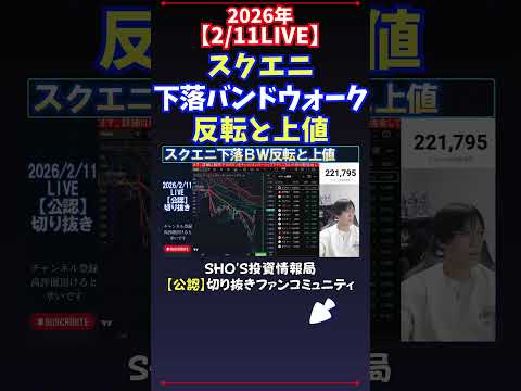 【2/11LIVE】スクエニ下落バンドウォーク反転と上値 日経平均株価 投資 サムネイル
