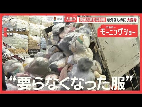 大量の廃棄衣類を再利用　建材ボードやセメントに大変身　年間56万トン捨てられ問題も【羽鳥慎一モーニングショー】(202… サムネイル