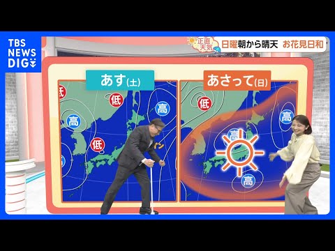 【3月28日 関東の天気】週末 お花見行くなら日曜！｜TBS NEWS DIG サムネイル