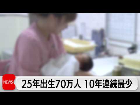 出生数70万人で10年連続過去最少を更新　婚姻数は増加も少子化止まらず　死亡数は出生数の倍以上で人口減少も進む サムネイル