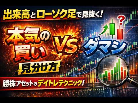 【出来高とローソク足で見抜く！本気の買いとダマシの見分け方】　勝株アセットのデイトレ テクニック サムネイル