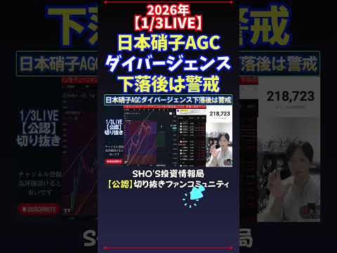 【1/3LIVE】日本硝子AGCダイバージェンス下落後は警戒 日経平均株価 投資 サムネイル