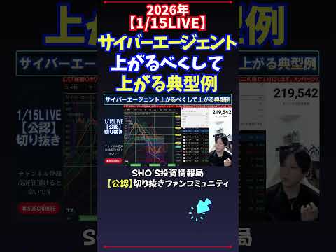 【1/15LIVE】サイバーエージェント上がるべくして上がる典型例 日経平均株価 投資 サムネイル
