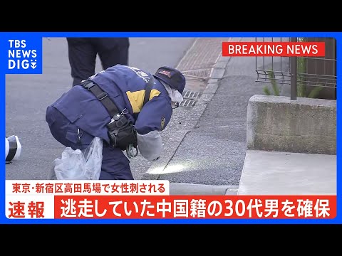 【速報・独自】逃走中の中国籍の30代男を確保　東京・新宿区高田馬場で女性（30代）が男に刺される　警視庁｜TBS NE… サムネイル