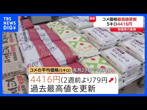 【コメ平均価格4416円】過去最高をまた更新　5キロあたり｜TBS NEWS DIG サムネイル