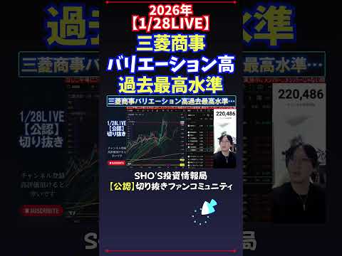 【1/28LIVE】三菱商事バリエーション高過去最高水準 日経平均株価 投資 サムネイル