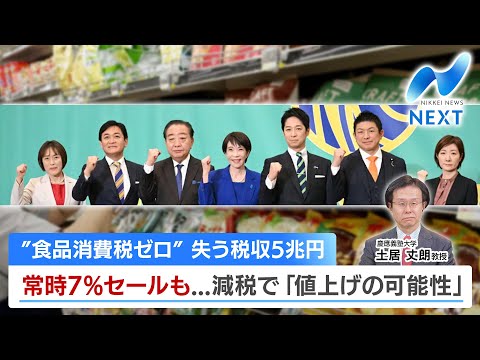 “食品消費税ゼロ” 失う税収5兆円 常時7％セールも...減税で「値上げの可能性」【NIKKEI NEWS NEXT】 サムネイル