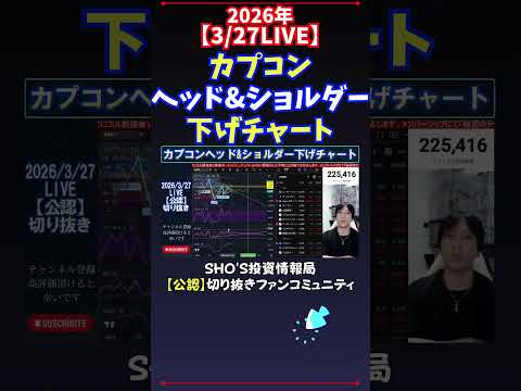 【3/27LIVE】カプコンヘッド&ショルダー下げチャート 日経平均株価 投資 サムネイル