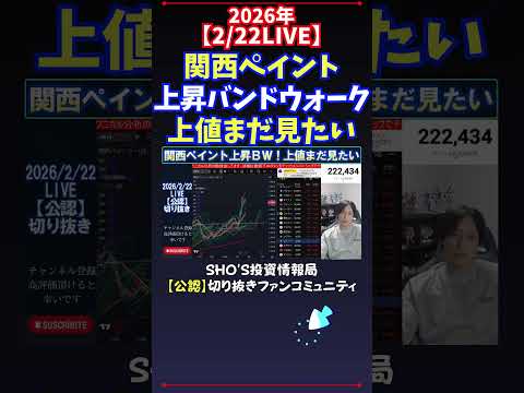 【2/22LIVE】関西ペイント上昇バンドウォーク上値まだ見たい 日経平均株価 投資 サムネイル