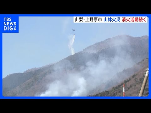 山梨・上野原市　山林火災　延焼続く　約74ヘクタール焼け最も近い住宅まで50メートルの距離　発生から5日目｜TBS N… サムネイル