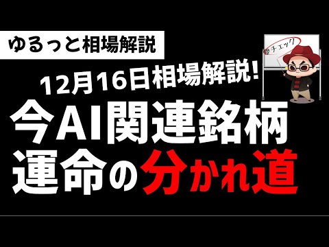 【12月16日のゆるっと相場解説】AI関連銘柄がどれも正念場！今後の運命を決める分かれ道に？ズボラ株投資 サムネイル