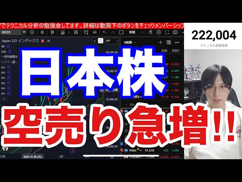 2/17【日本株空売り急増ヤバ‼日経平均下落続くか⁉】ドル円152円推移。信用買い過去最高水準で２極化相場→SaaS関… サムネイル