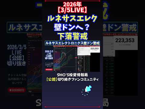 【3/5LIVE】ルネサスエレク壁ドンへ？下落警戒 日経平均株価 投資 サムネイル