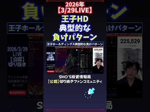 【3/29LIVE】王子HD典型的な負けパターン 日経平均株価 投資 サムネイル