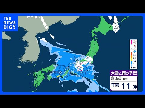 広い範囲で雨　関東の山沿いや東北では大雪のおそれも　関東など冷たい雨　気温大幅ダウン｜TBS NEWS DIG サムネイル