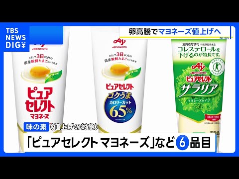 「味の素」マヨネーズ値上げ　エッグショック以来3年ぶり　たまご高騰、人件費や物流費の上昇も要因｜TBS NEWS DIG サムネイル