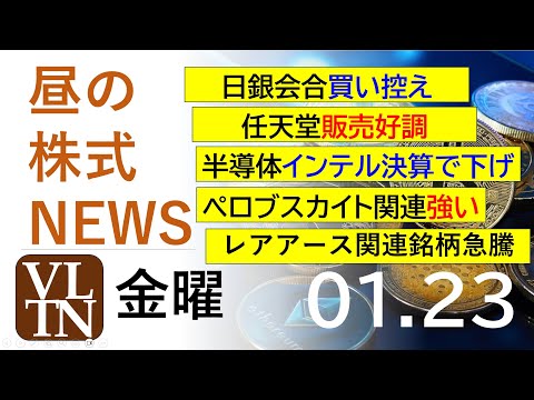 日銀金融政策決定会合買い控え。任天堂販売好調。半導体インテル決算で下げ。ペロブスカイト強い。レアアース関連急騰。202… サムネイル
