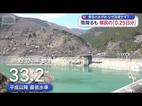 雨降るも都民の「0.25日分」　東京の水がめ回復せず…貯水率の違いは？【スーパーJチャンネル】(2026年4月3日) サムネイル