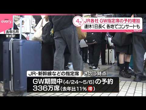 【JR各社】GW指定席の予約増  連休1日長く各地でコンサートも サムネイル