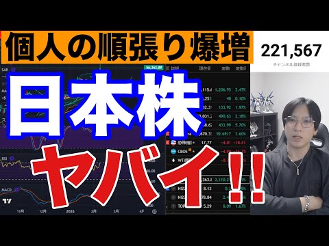 2/11【日本株ヤバ！！自民圧勝で日経平均踏み上げ】個人投資家順張り爆増で信用買い過去最高水準。ドル円153円に下落。… サムネイル