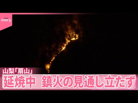 【山梨】「扇山」山林火災、延焼中  鎮火の見通し立たず サムネイル