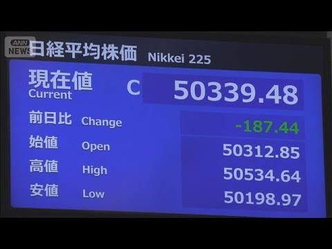 日経平均株価　今年の終値5万339円（前年比＋1万445円）　1年の終値で初5万円超(2025年12月30日) サムネイル