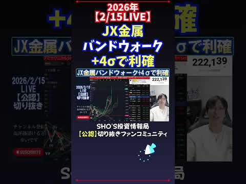 【2/15LIVE】JX金属バンドウォーク+4σで利確 日経平均株価 投資 サムネイル