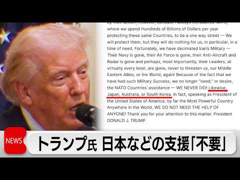 トランプ氏 対イラン軍事作戦で日本などの支援「必要ない」 ホルムズ海峡付近のミサイル基地攻撃 サムネイル