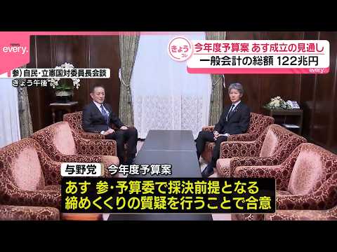 【今年度予算案】7日成立の見通し  一般会計の総額122兆円 サムネイル