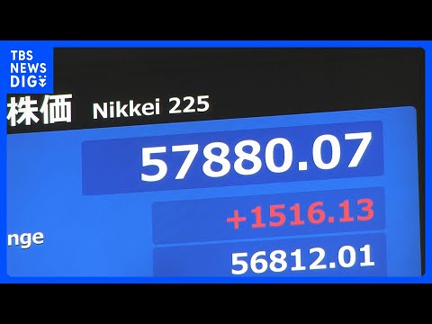 【速報】日経平均 一時1500円以上値上がり 取引時間中の最高値を更新｜TBS NEWS DIG サムネイル