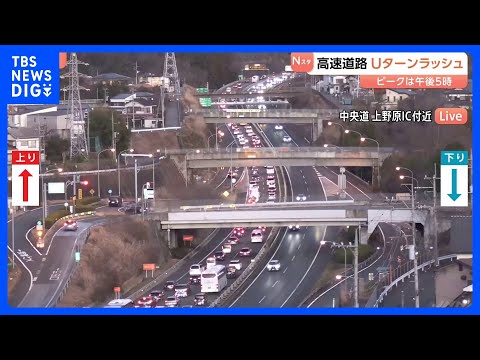 【関東の高速道路で渋滞】東北道・関越道は午後5時ピークに30キロ以上の渋滞予測　年末年始のUターンラッシュ｜TBS N… サムネイル