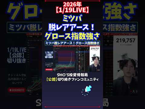 【1/19LIVE】ミツバ脱レアアース！グロース指数強さ 日経平均株価 投資 サムネイル